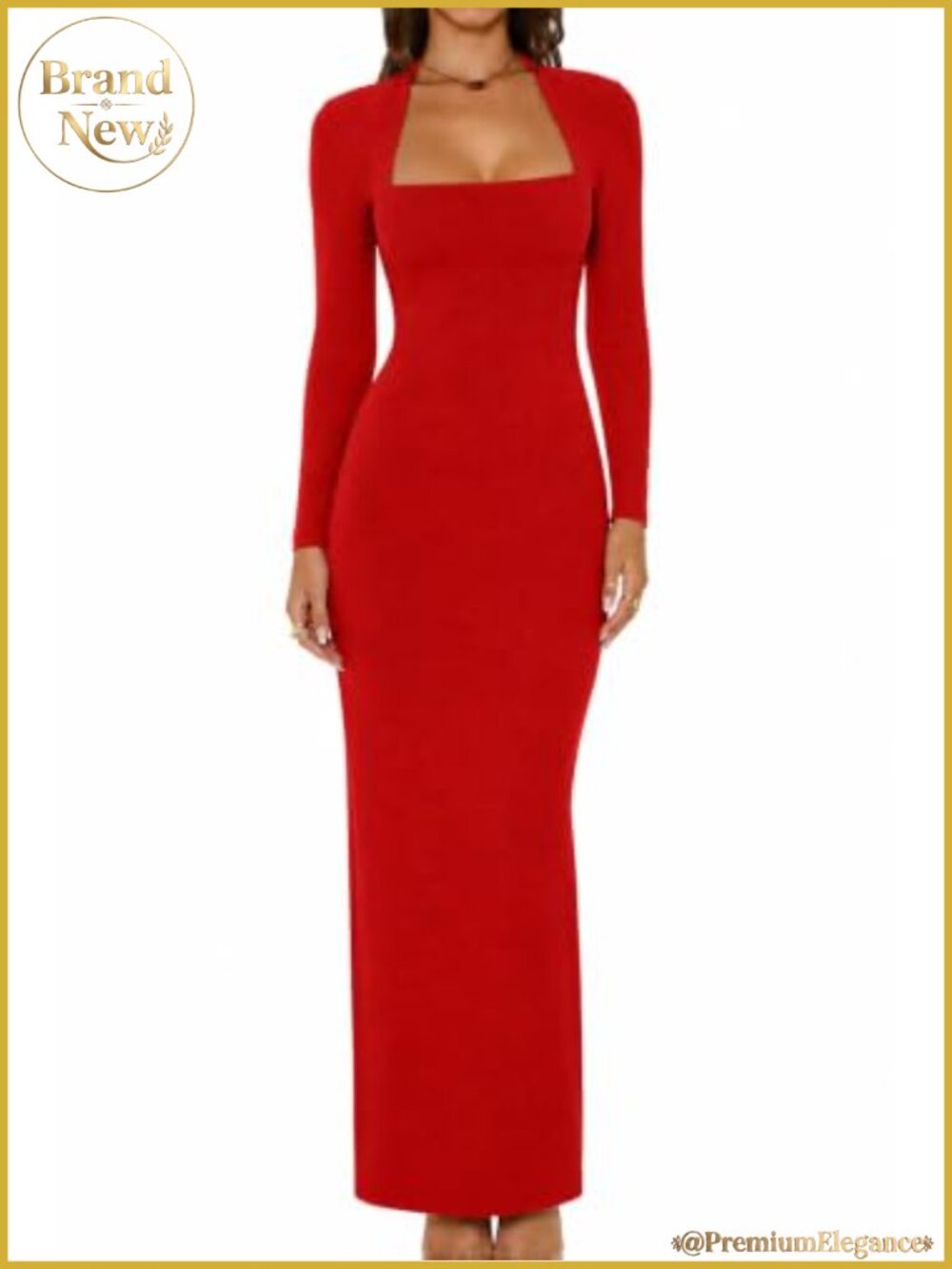 Women's Long Sleeve Back Slit Ribbed Lounge Maxi Dress